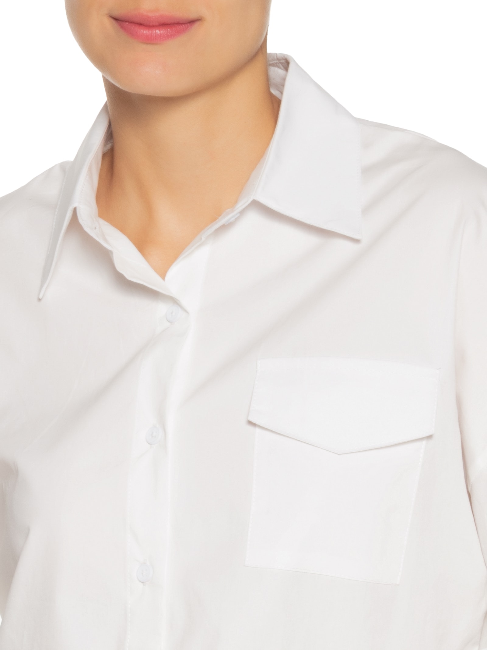 Camisa Feminina Manga Longa Off White Basiq