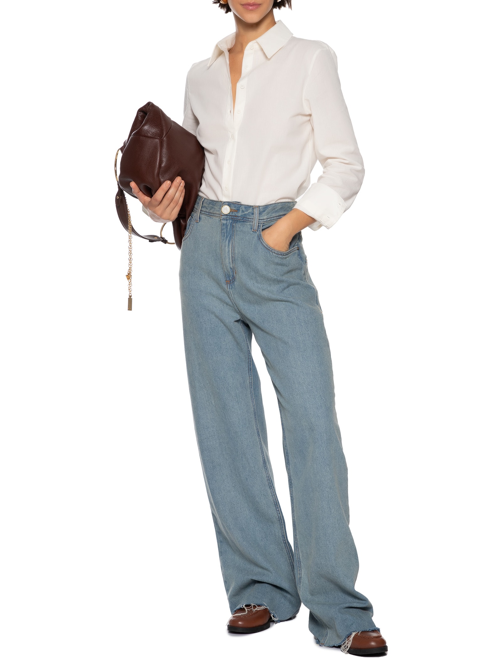 Camisa Feminina Manga Longa Off White Hering