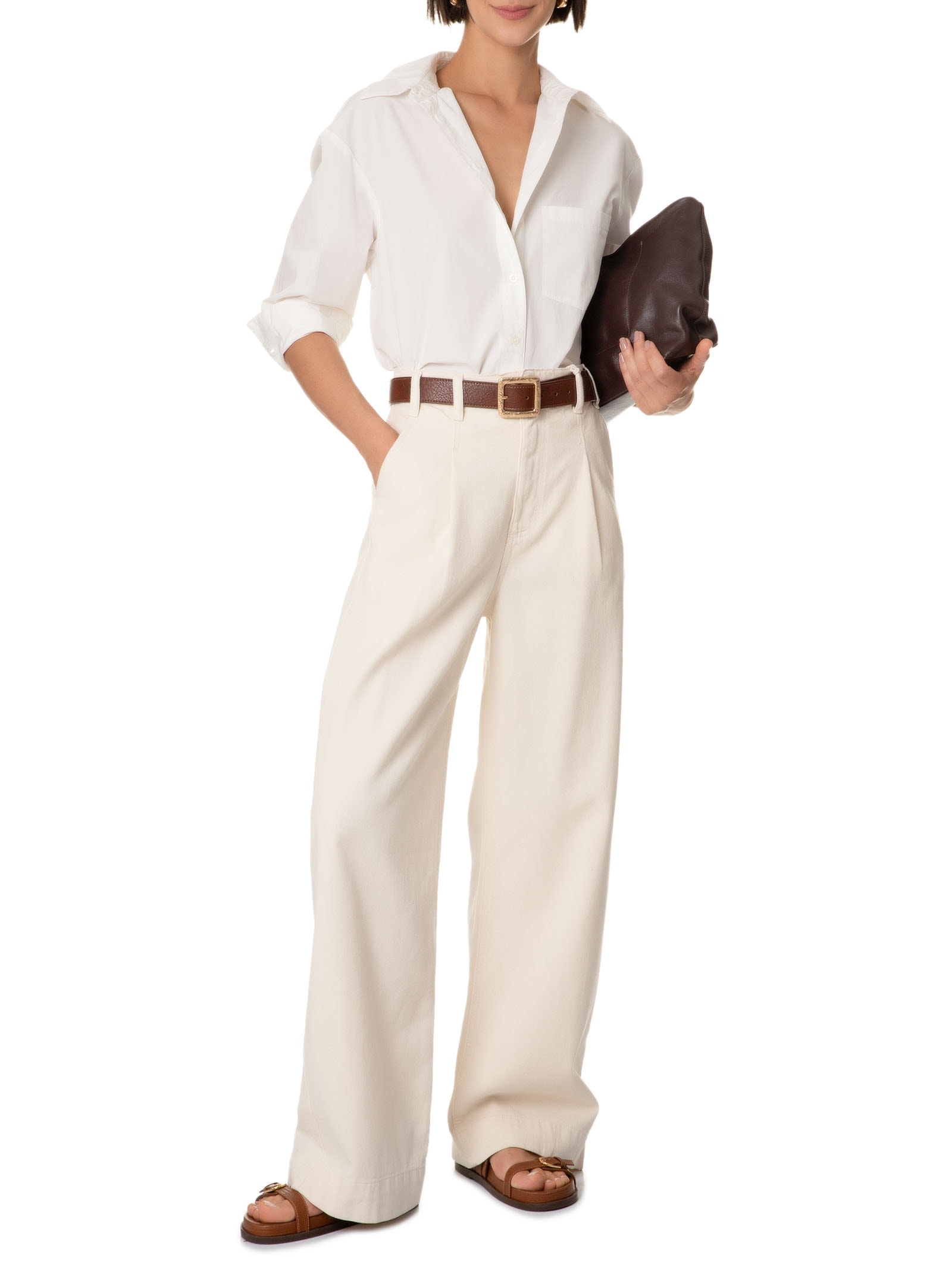 Camisa Feminina Manga Longa Off White Hering