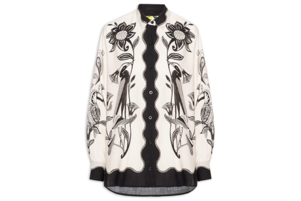 Camisa Feminina Manga Longa Patch Tropical – Off White