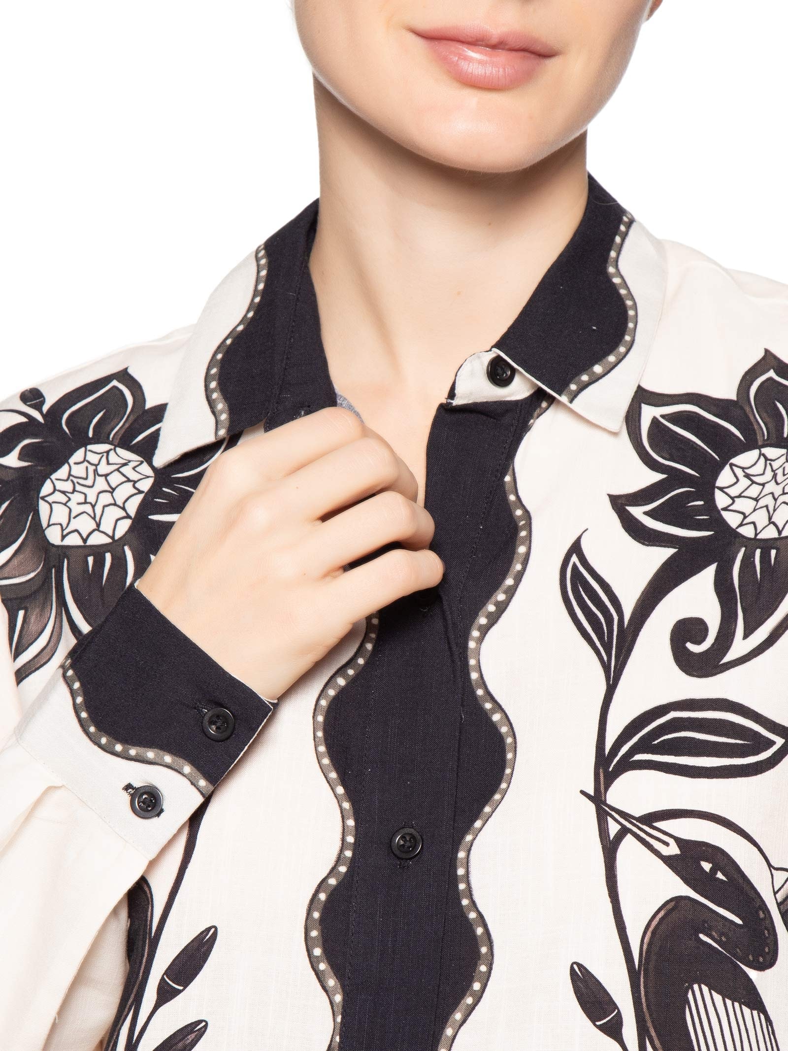 Camisa Feminina Manga Longa Patch Tropical – Off White Farm