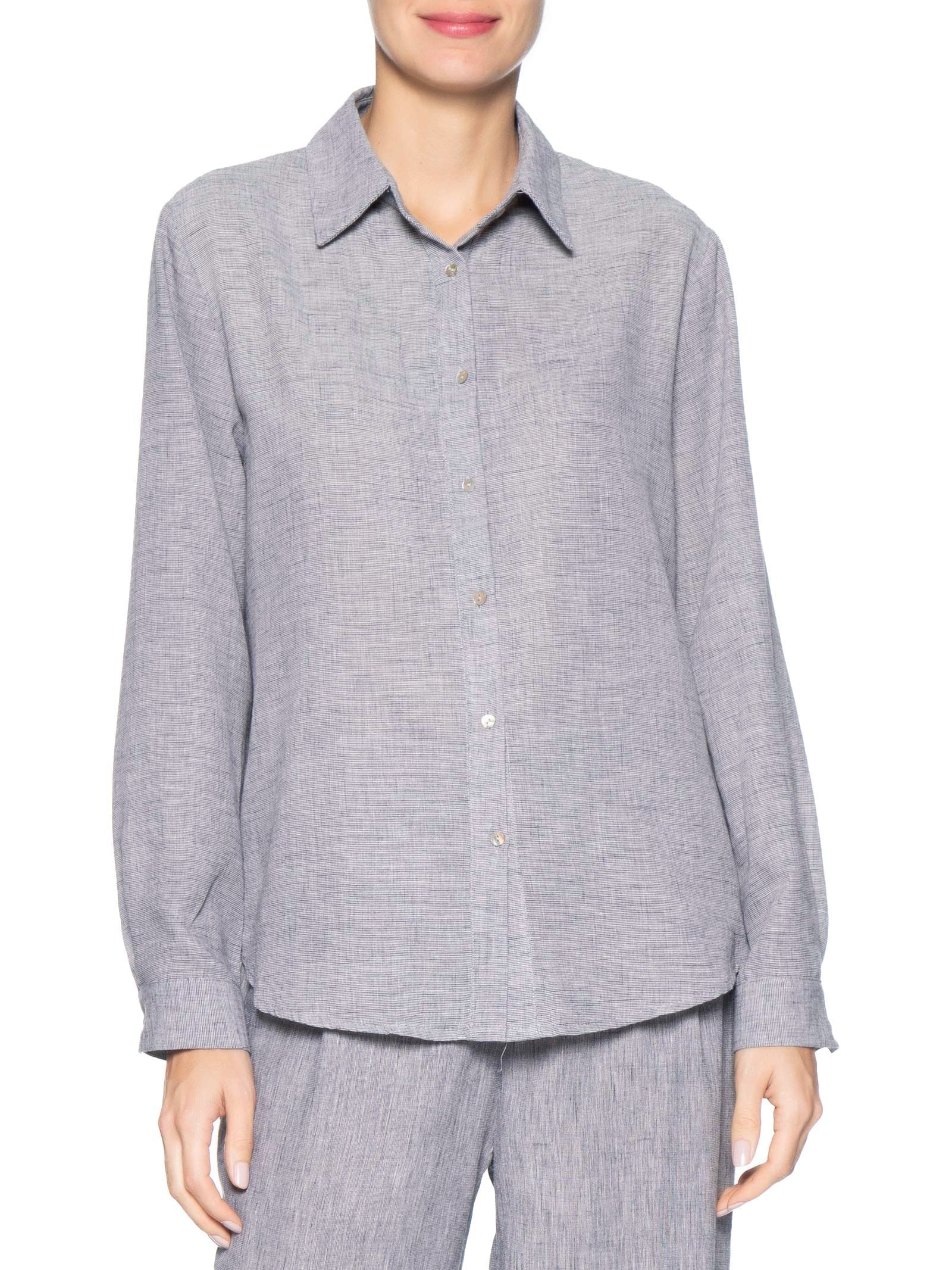 Camisa Feminina Manga Longa Preto Basiq