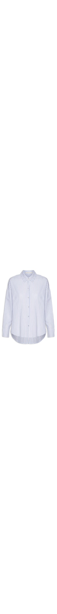 Camisa Feminina Manga Longa Risca De Giz - Azul
