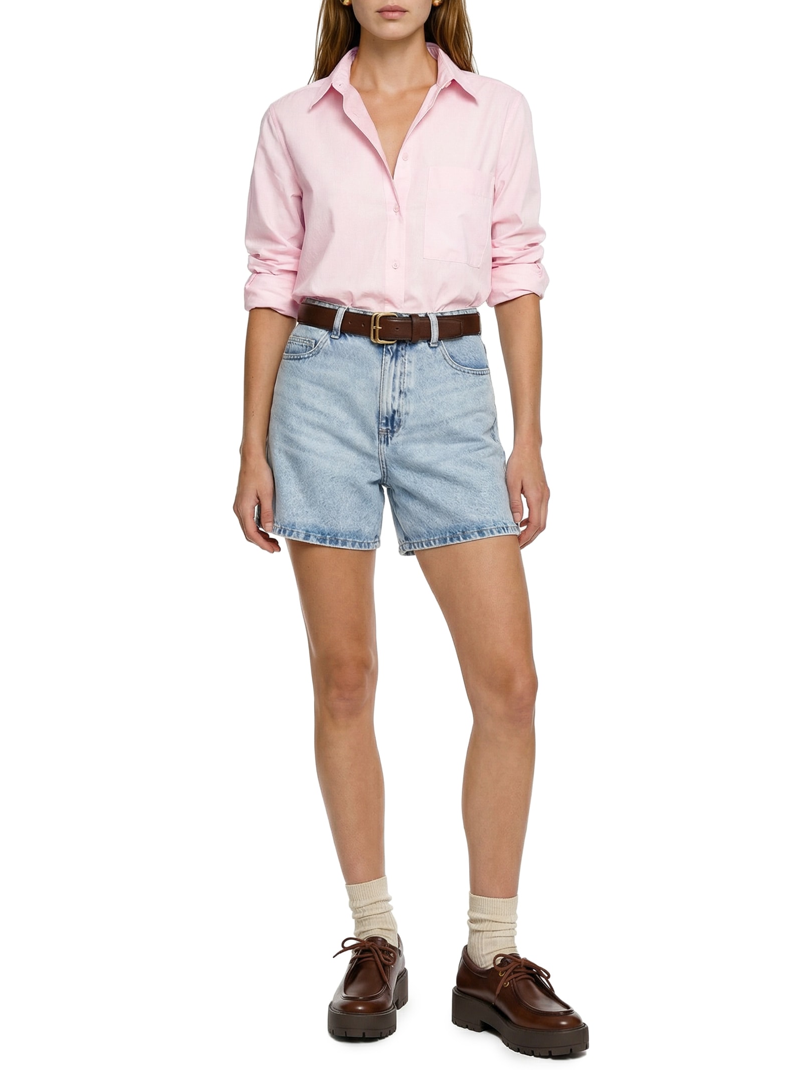 Camisa Feminina Manga Longa Rosa Hering