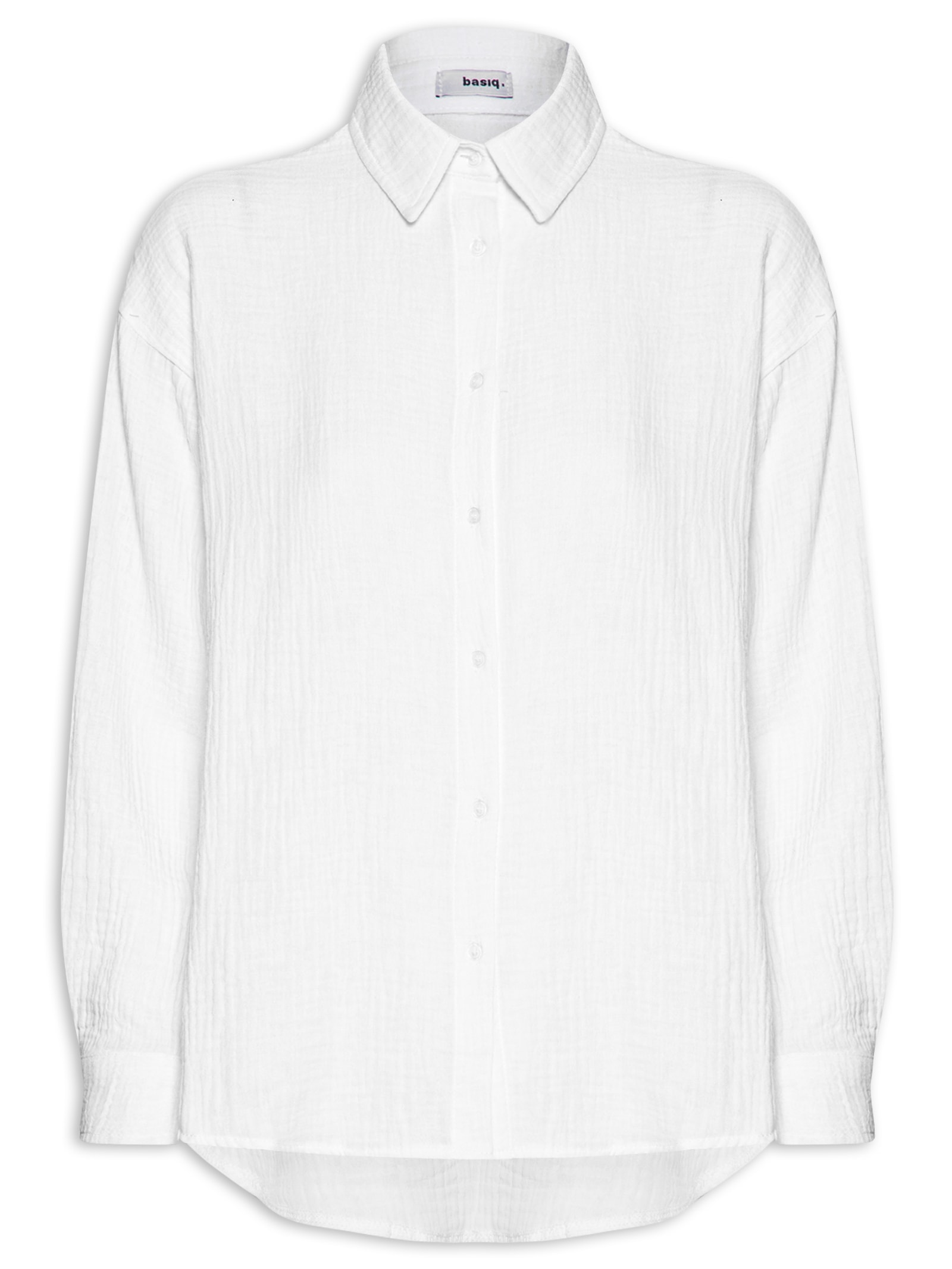 Camisa Feminina Manga Longa Texturizada Branco Basiq