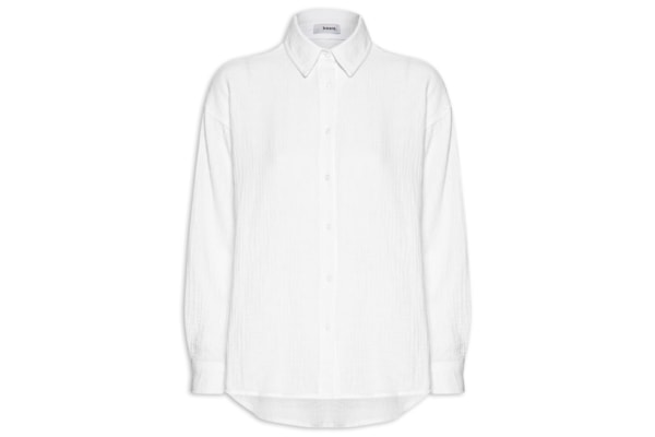 Camisa Feminina Manga Longa Texturizada - Branco