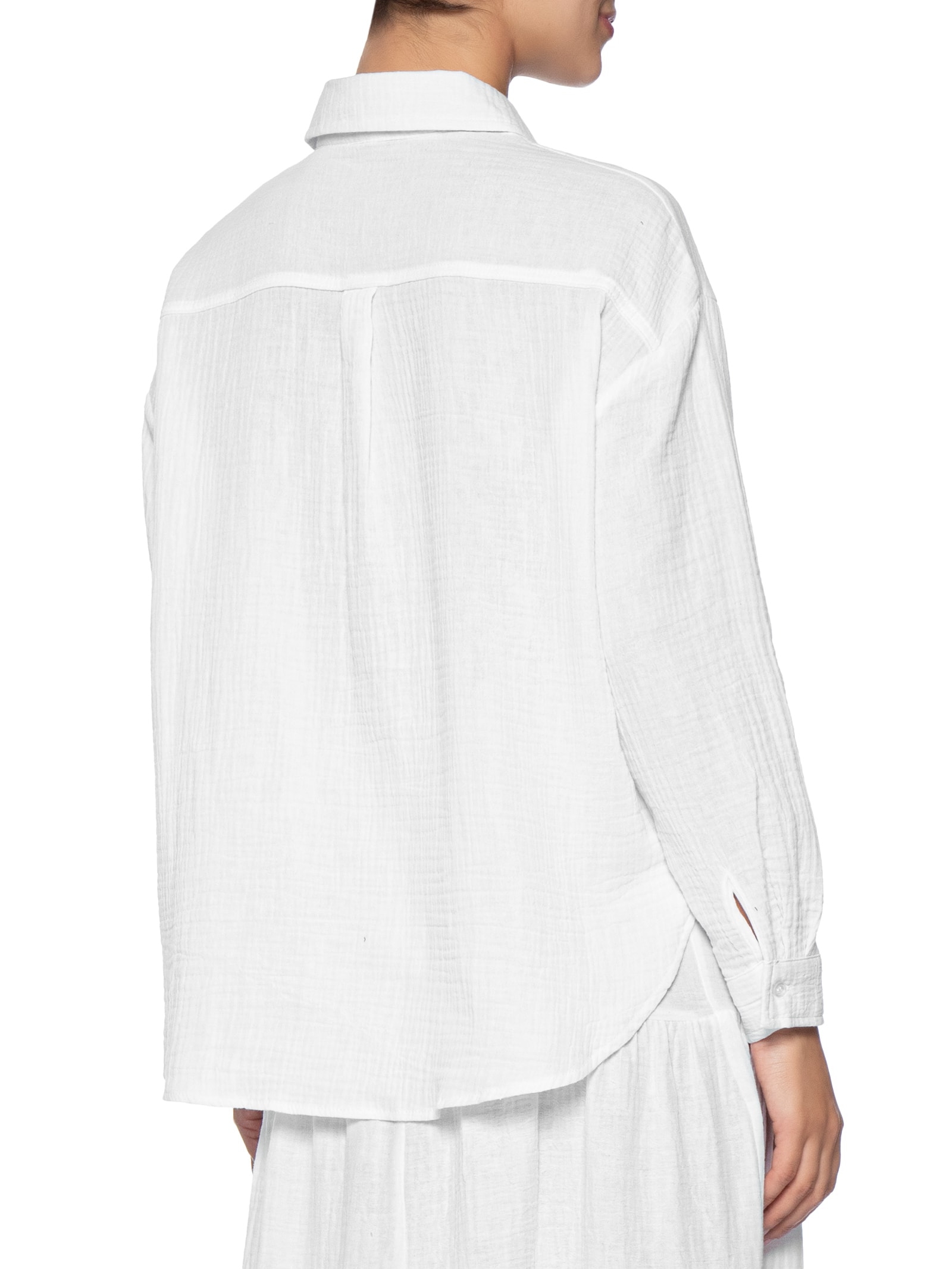 Camisa Feminina Manga Longa Texturizada Branco Basiq