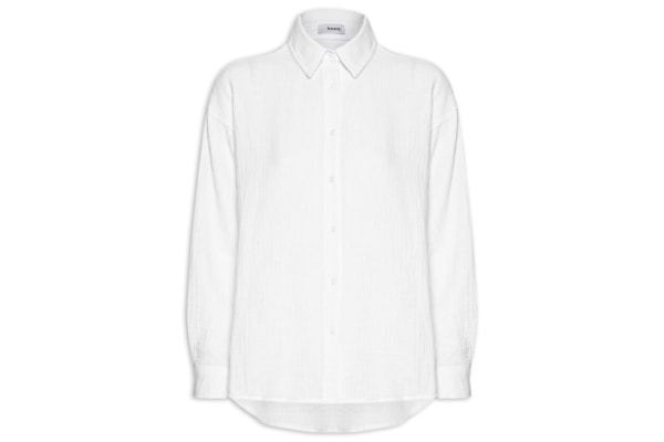 Camisa Feminina Manga Longa Texturizada - Branco