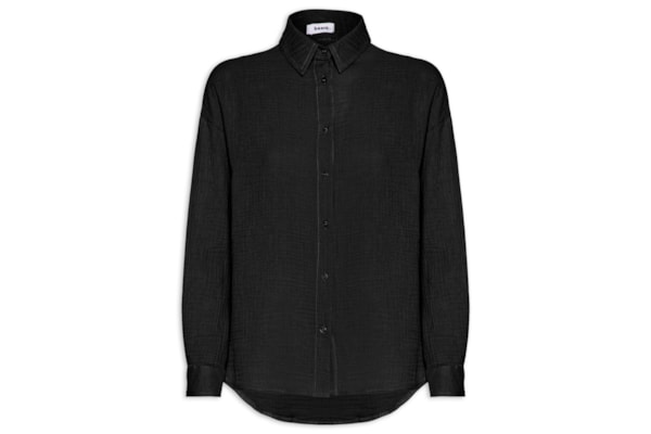Camisa Feminina Manga Longa Texturizada - Preto