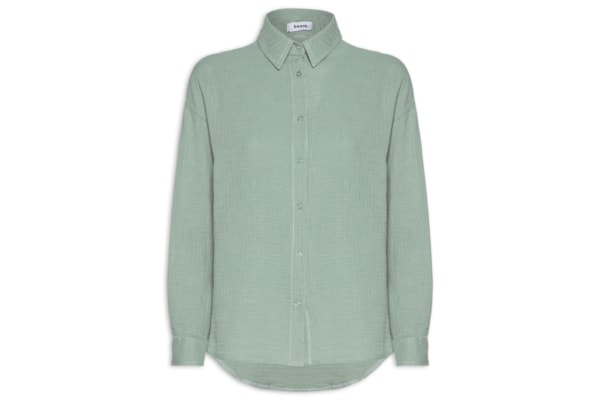 Camisa Feminina Manga Longa Texturizada - Verde