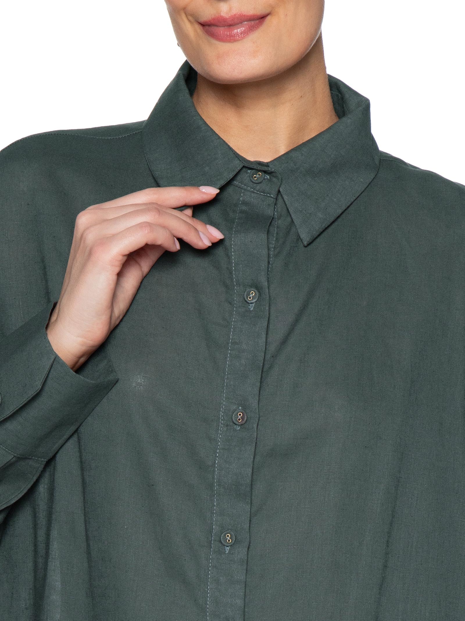 Camisa Feminina Manga Longa Verde Maria Filó