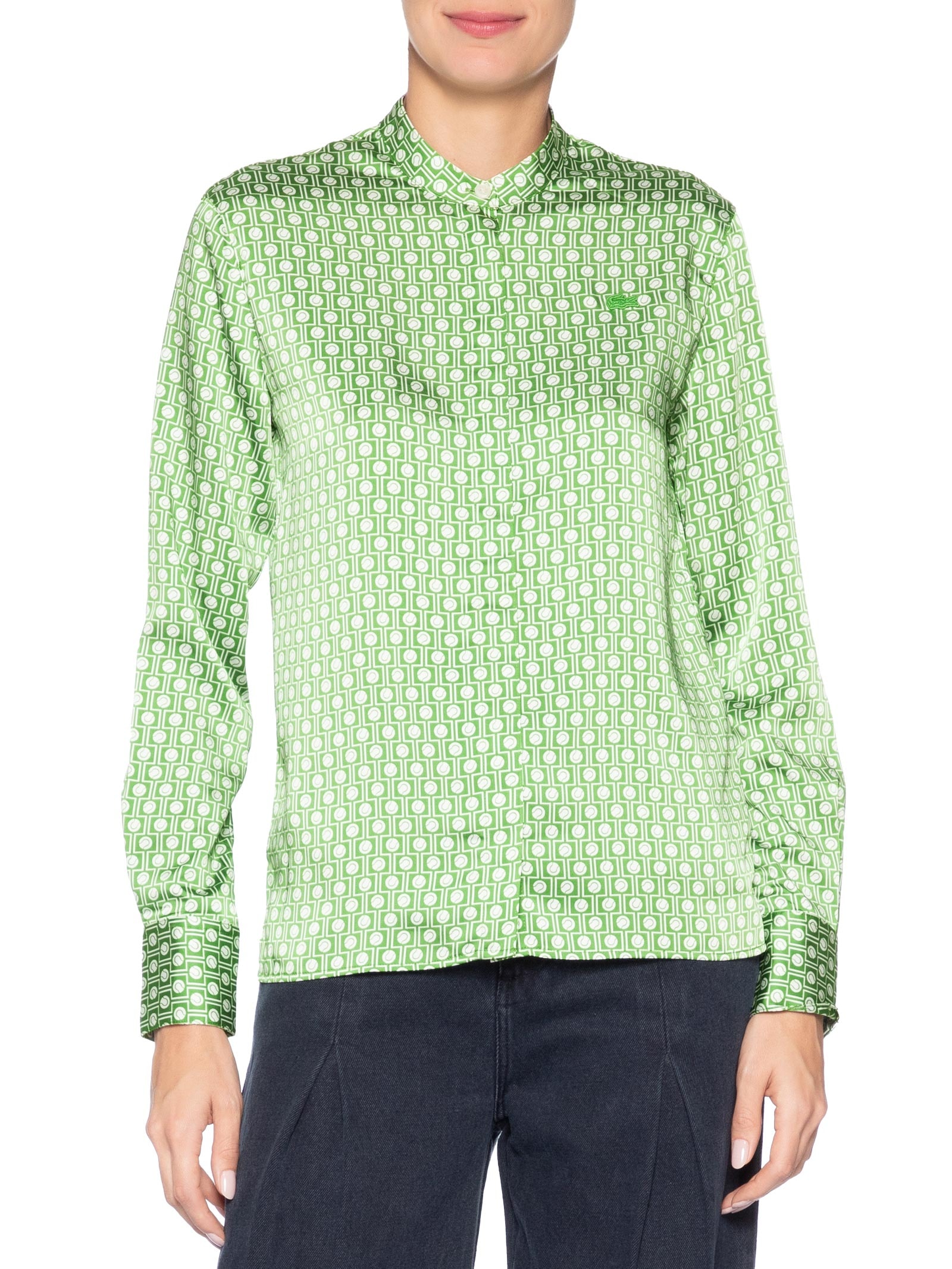 Camisa Feminina Manga Longa Woven Verde Lacoste