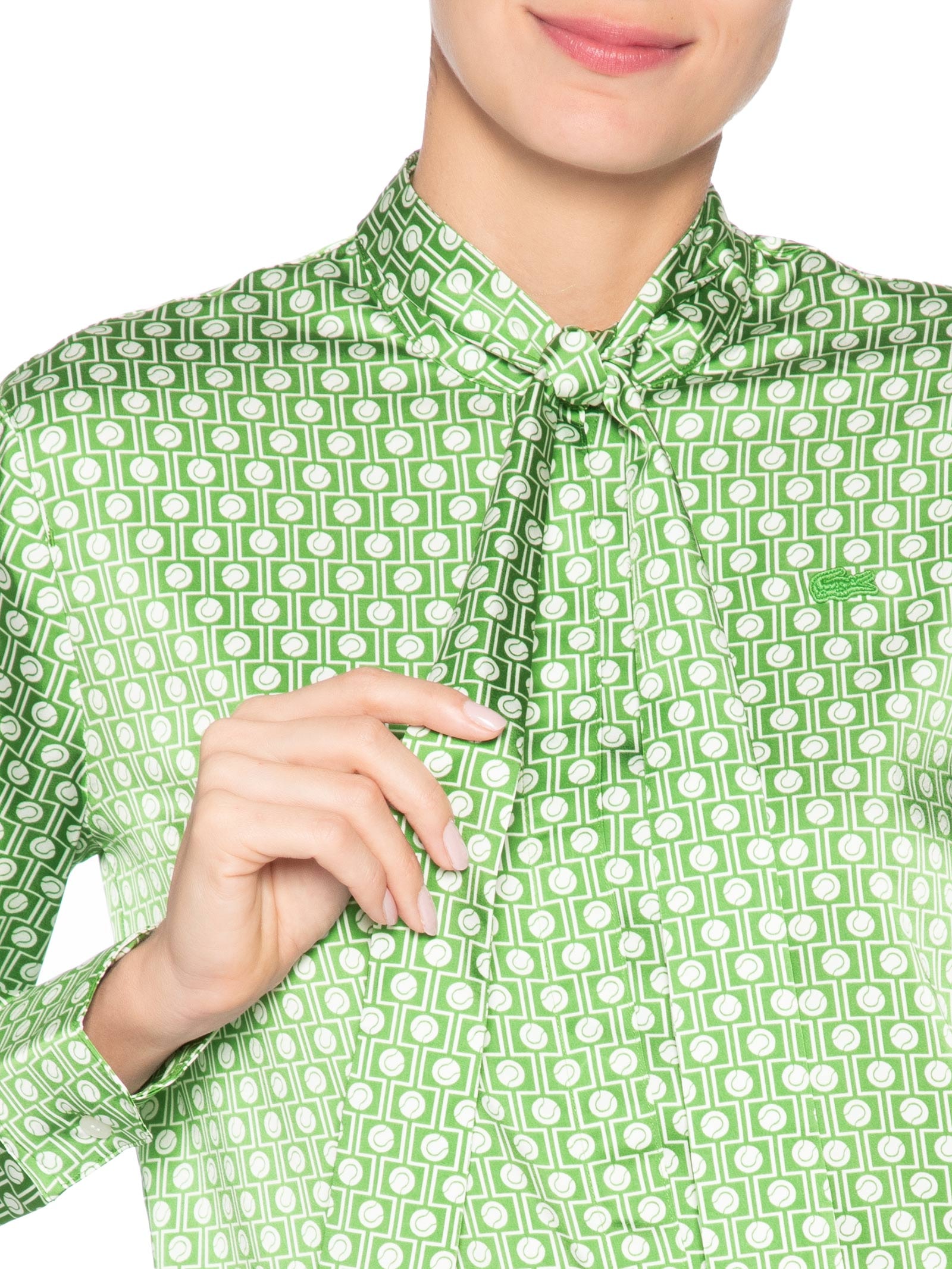 Camisa Feminina Manga Longa Woven Verde Lacoste