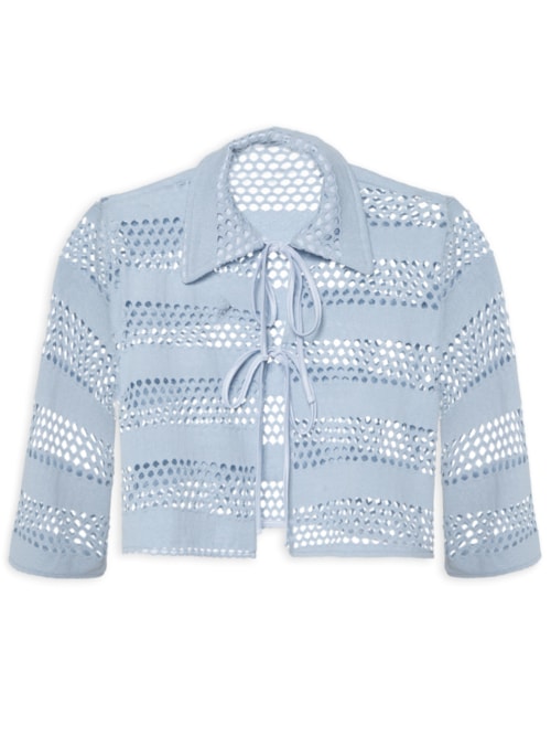 Camisa Feminina Manga Média – Azul