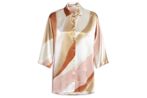 Camisa Feminina Manga Média Estampada - Marrom