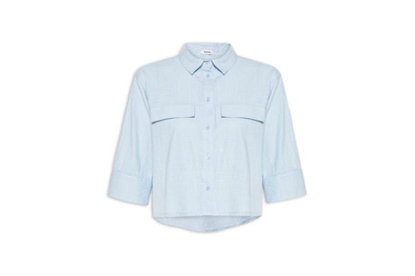 Camisa Feminina Manga Três Quartos - Azul