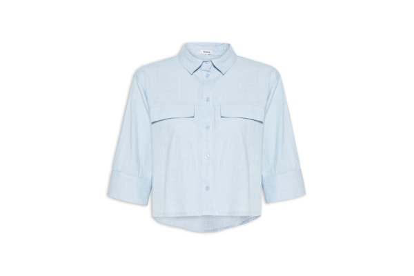Camisa Feminina Manga Três Quartos - Azul