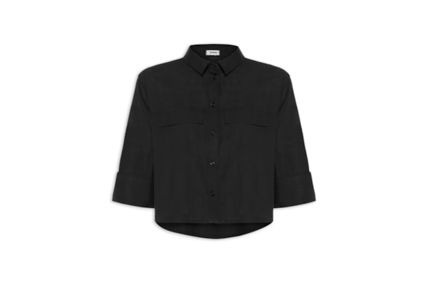 Camisa Feminina Manga Três Quartos - Preto
