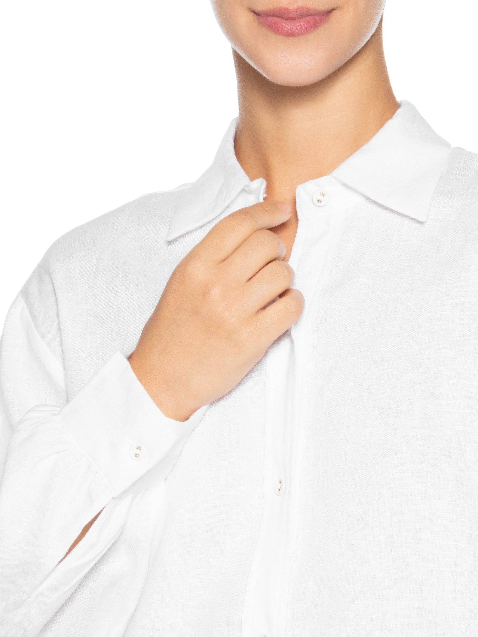 Camisa Feminina Mangas Linho Branco Farm