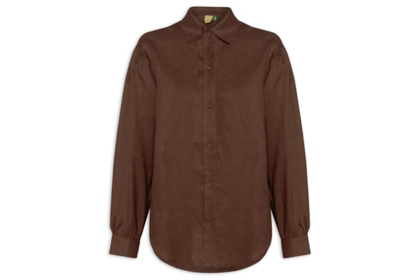 Camisa Feminina Mangas Linho - Marrom
