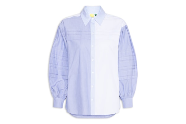 Camisa Feminina Mangas Listras Julia - Azul