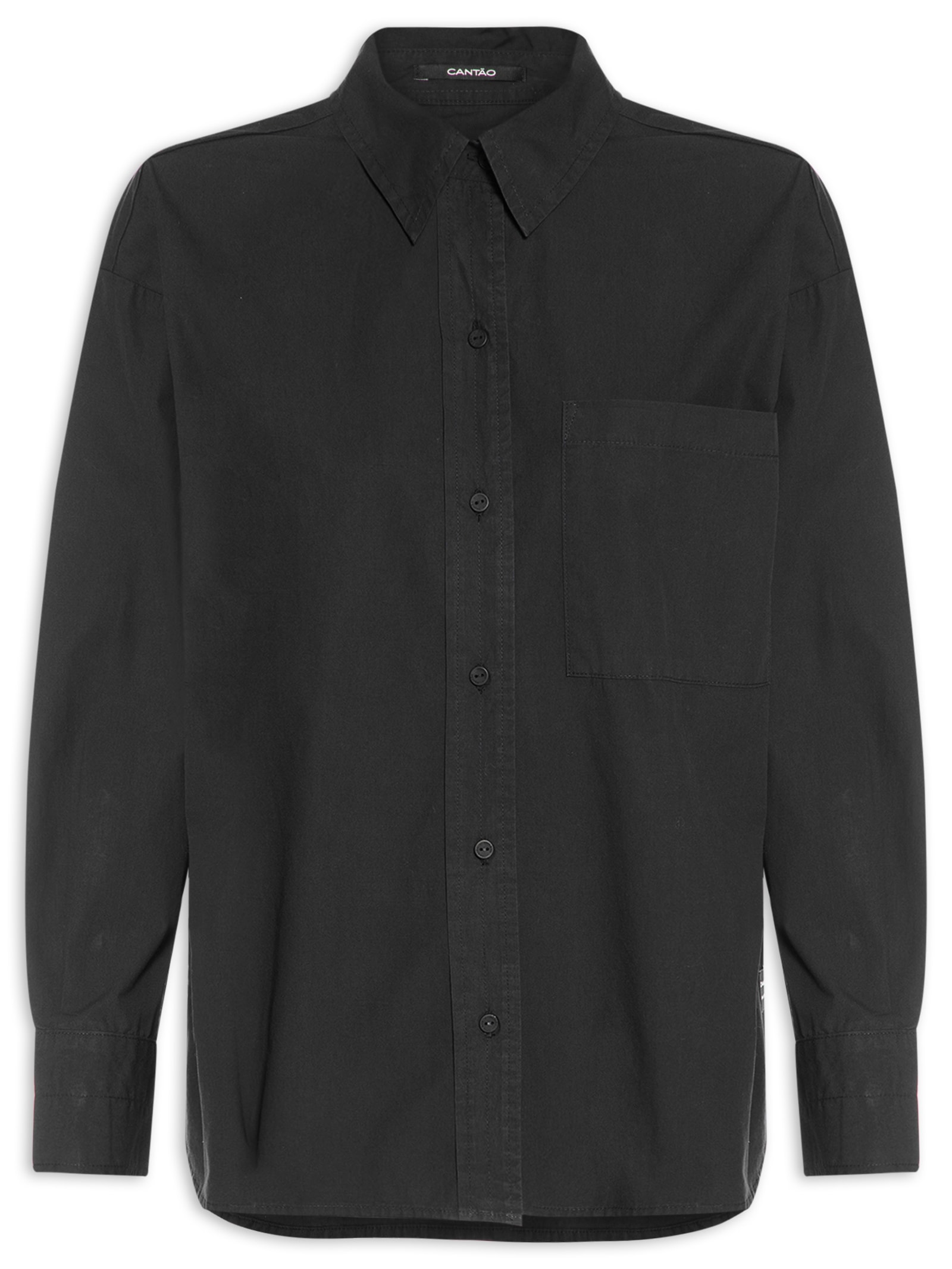 Camisa Feminina Maxi Algodão Empapelado Preto Cantão