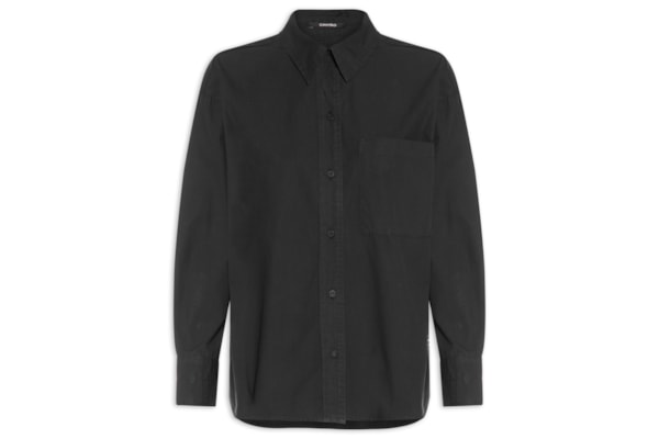 Camisa Feminina Maxi Algodão Empapelado - Preto