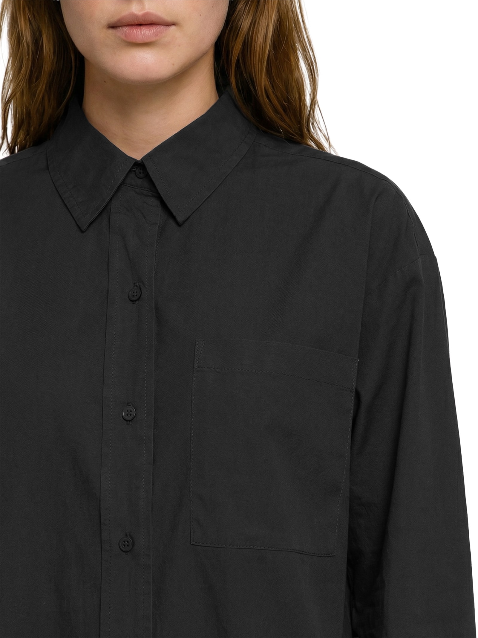Camisa Feminina Maxi Algodão Empapelado Preto Cantão