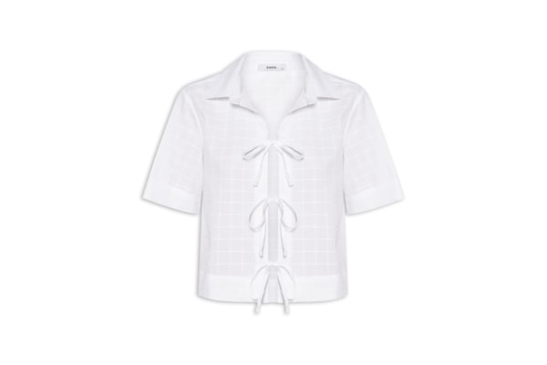Camisa Feminina Mc Com Amarração - Off White
