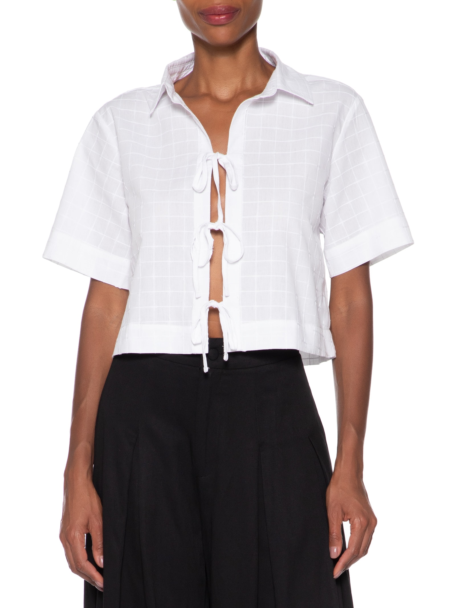 Camisa Feminina Mc Com Amarração Off White Basiq