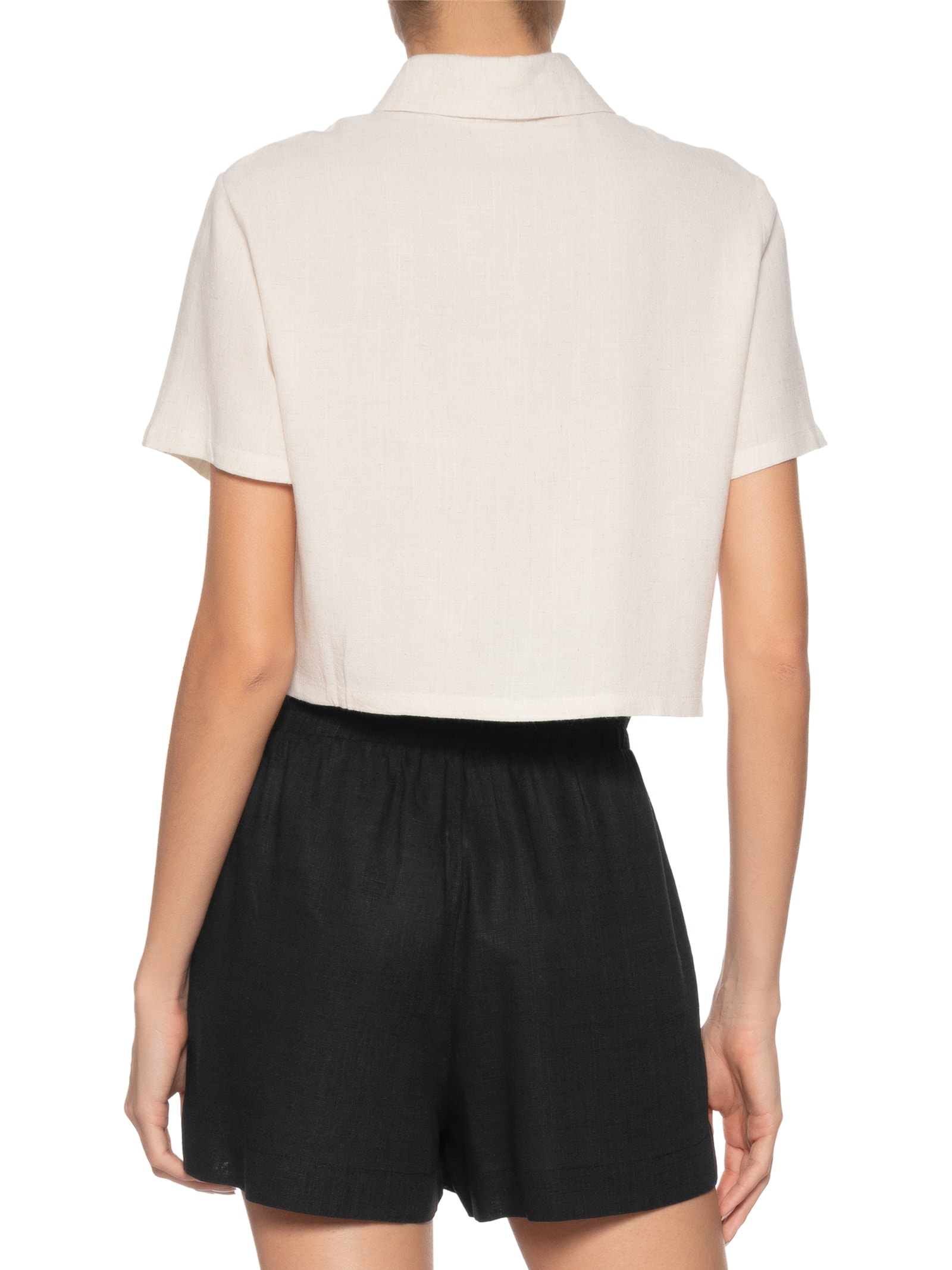 Camisa Feminina Mc Texturizada Off White Basiq