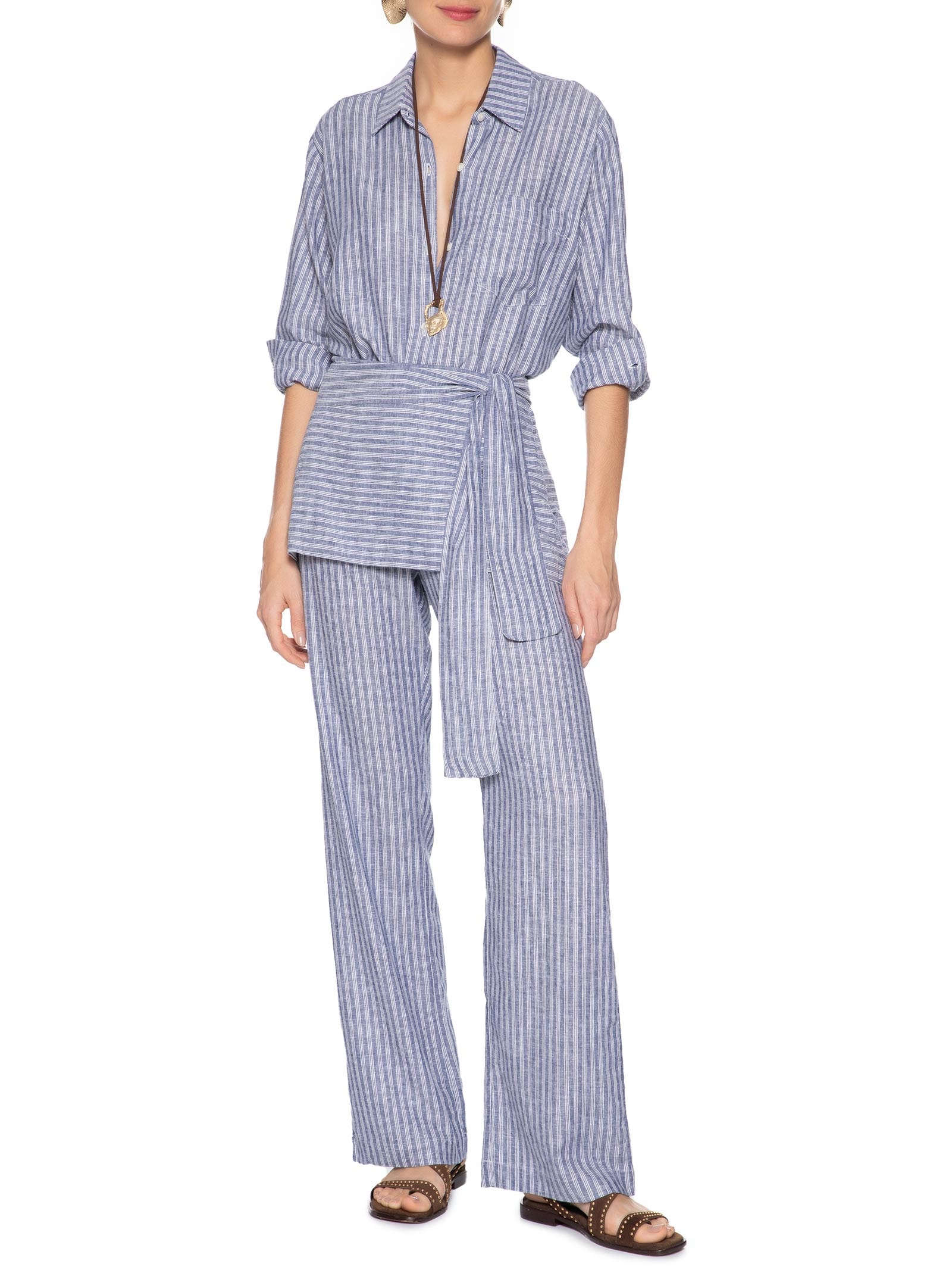 Camisa Feminina Mix De Estampas Azul Maria Filó