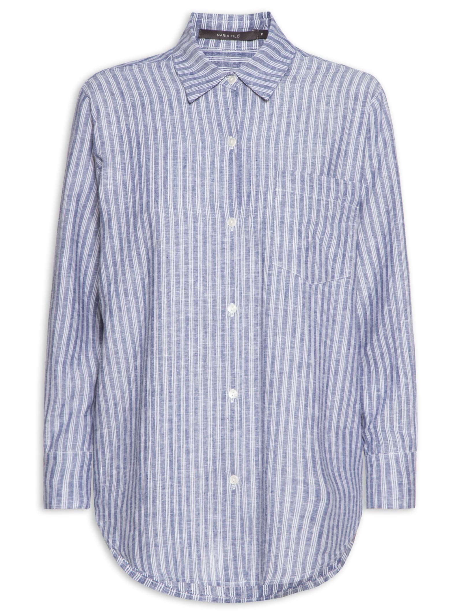 Camisa Feminina Mix De Estampas Azul Maria Filó