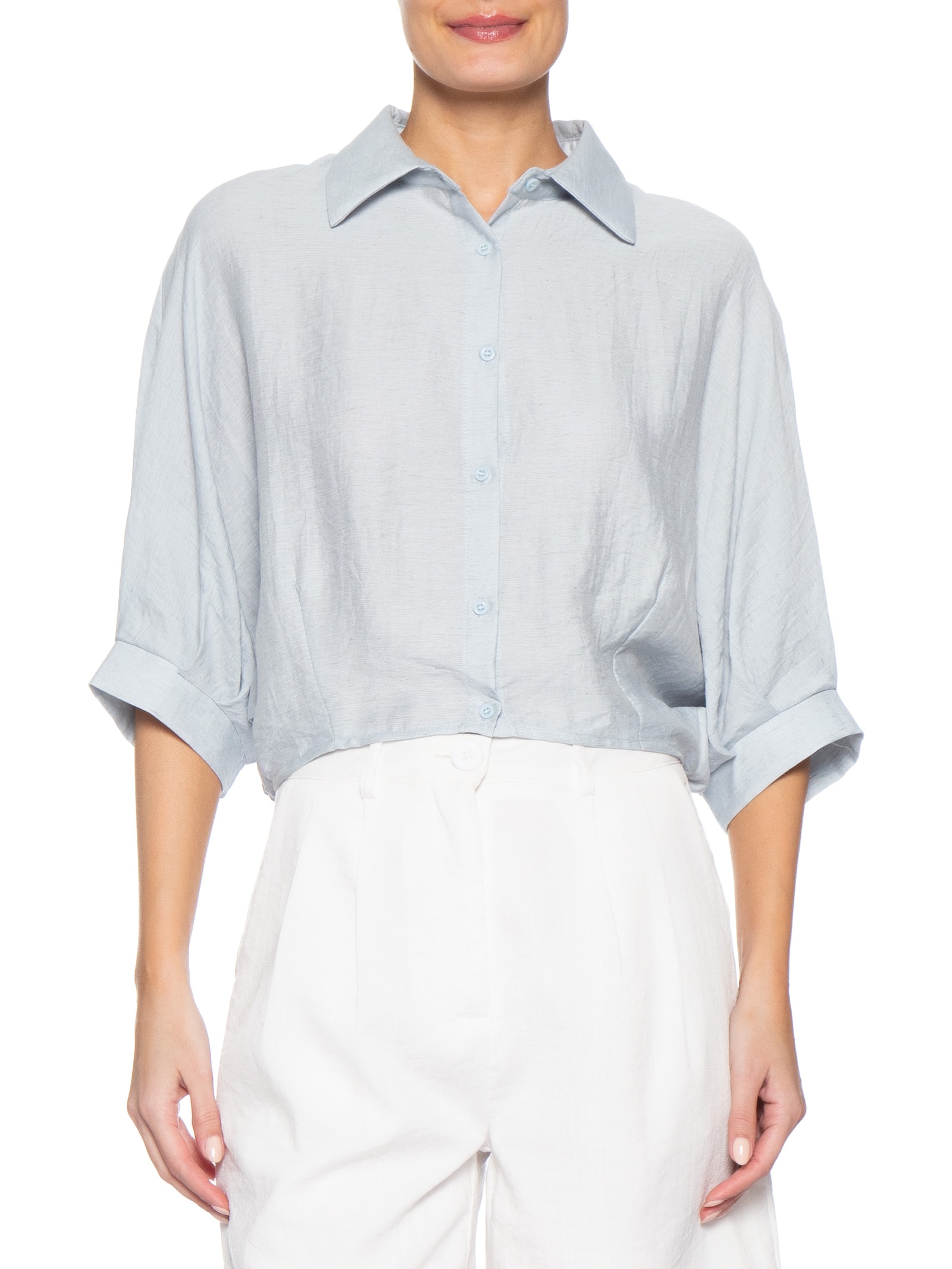 Camisa Feminina Modelagem Ampla Azul Basiq