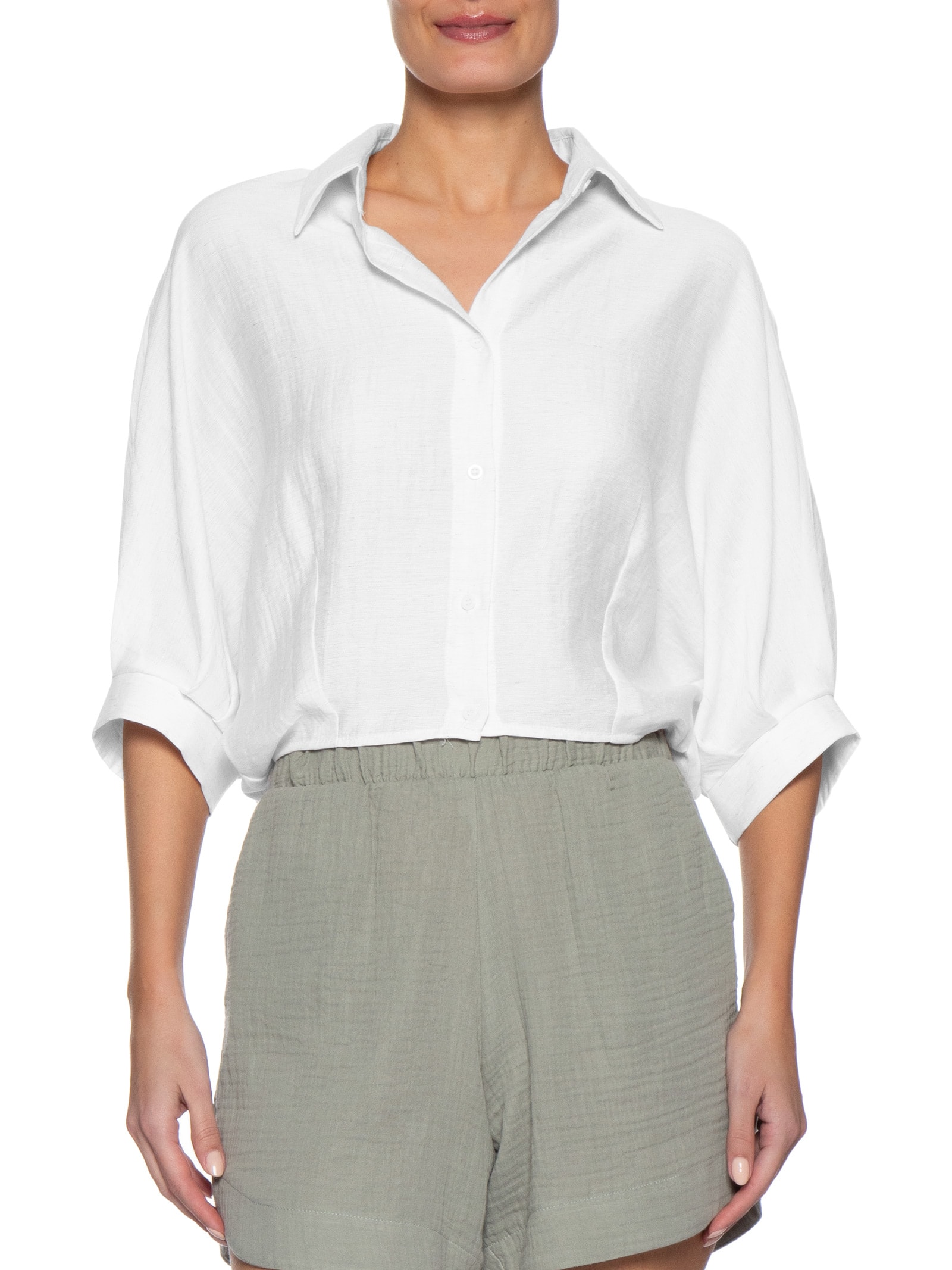 Camisa Feminina Modelagem Ampla Off White Basiq