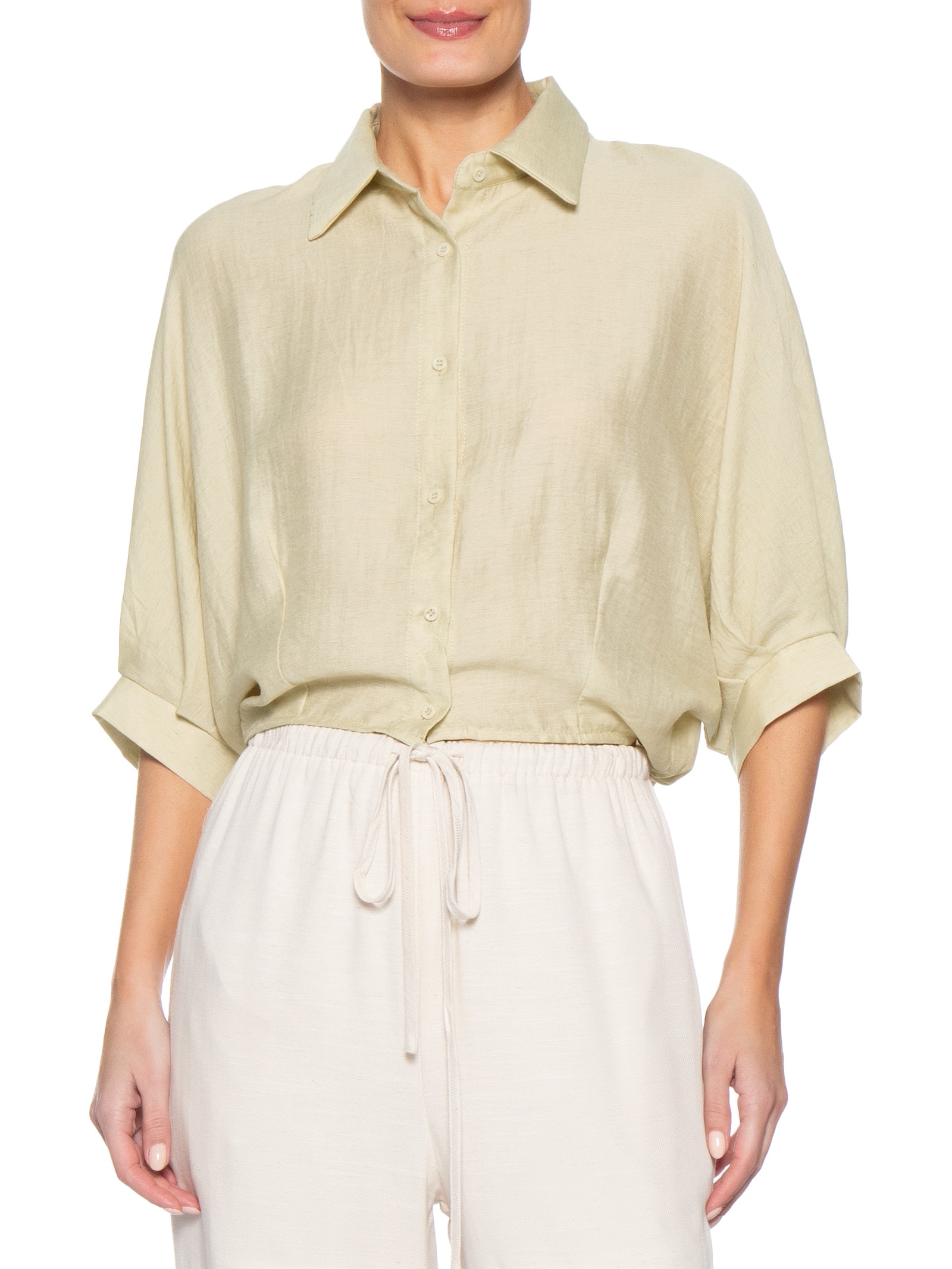 Camisa Feminina Modelagem Ampla Verde Basiq