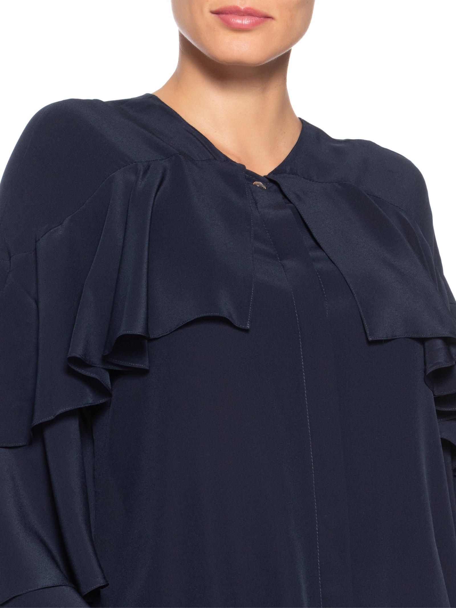 Camisa Feminina  Nani Babados Azul Le Lis
