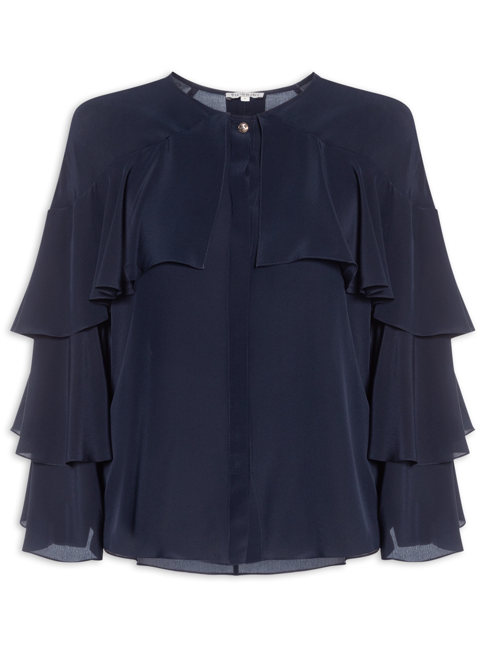 Camisa Feminina  Nani Babados Azul Le Lis