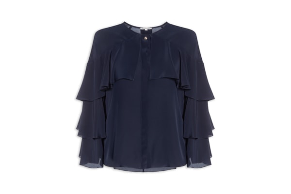 Camisa Feminina  Nani Babados - Azul