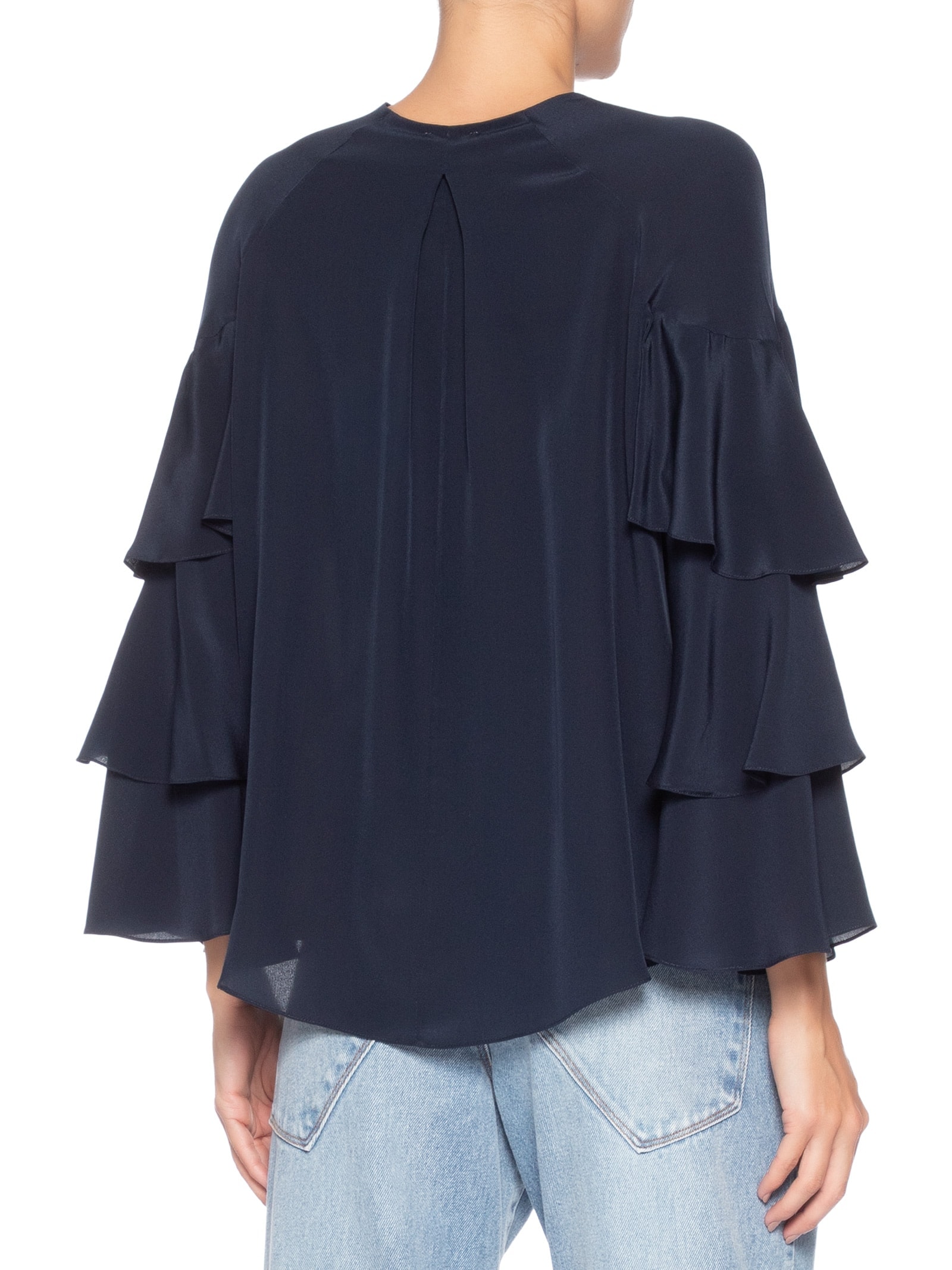 Camisa Feminina  Nani Babados Azul Le Lis