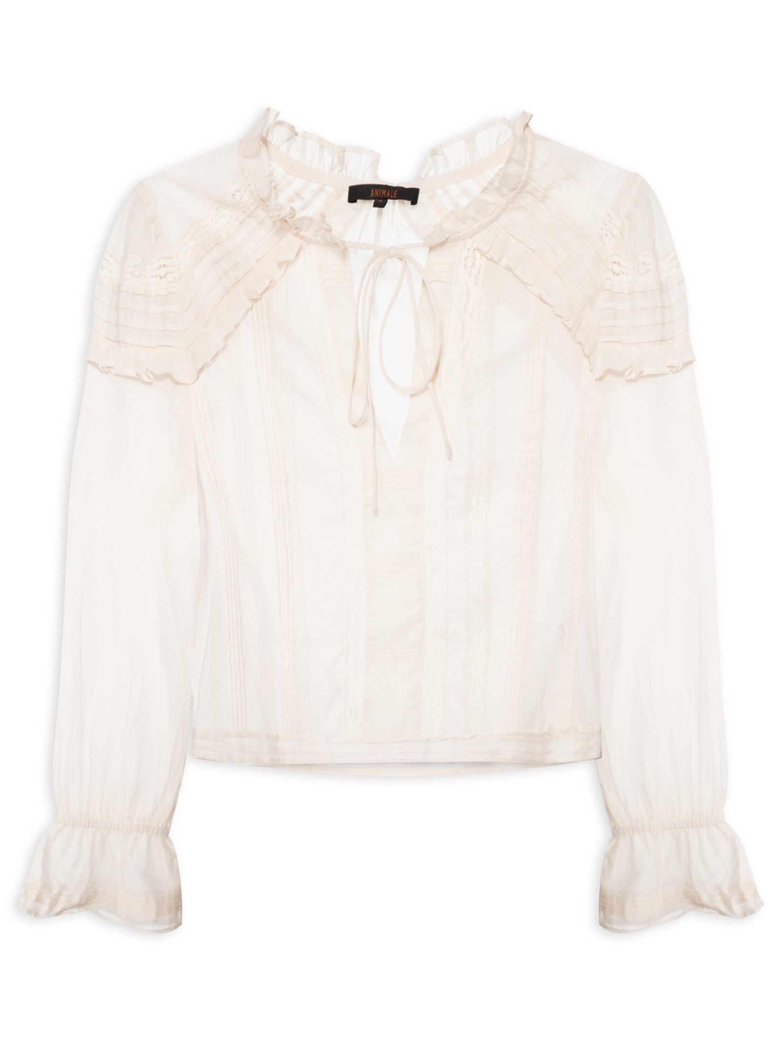 Camisa Feminina Nervuras Manga Longa Off White Animale