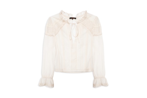 Camisa Feminina Nervuras Manga Longa - Off White
