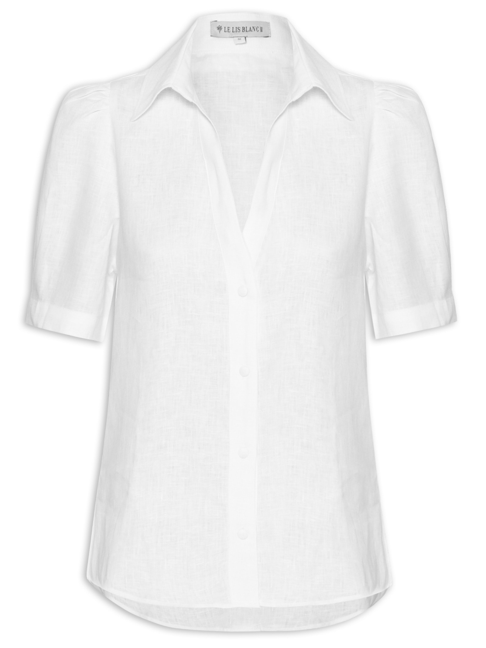 Camisa Feminina New Beck Manga Curta Branco Le Lis