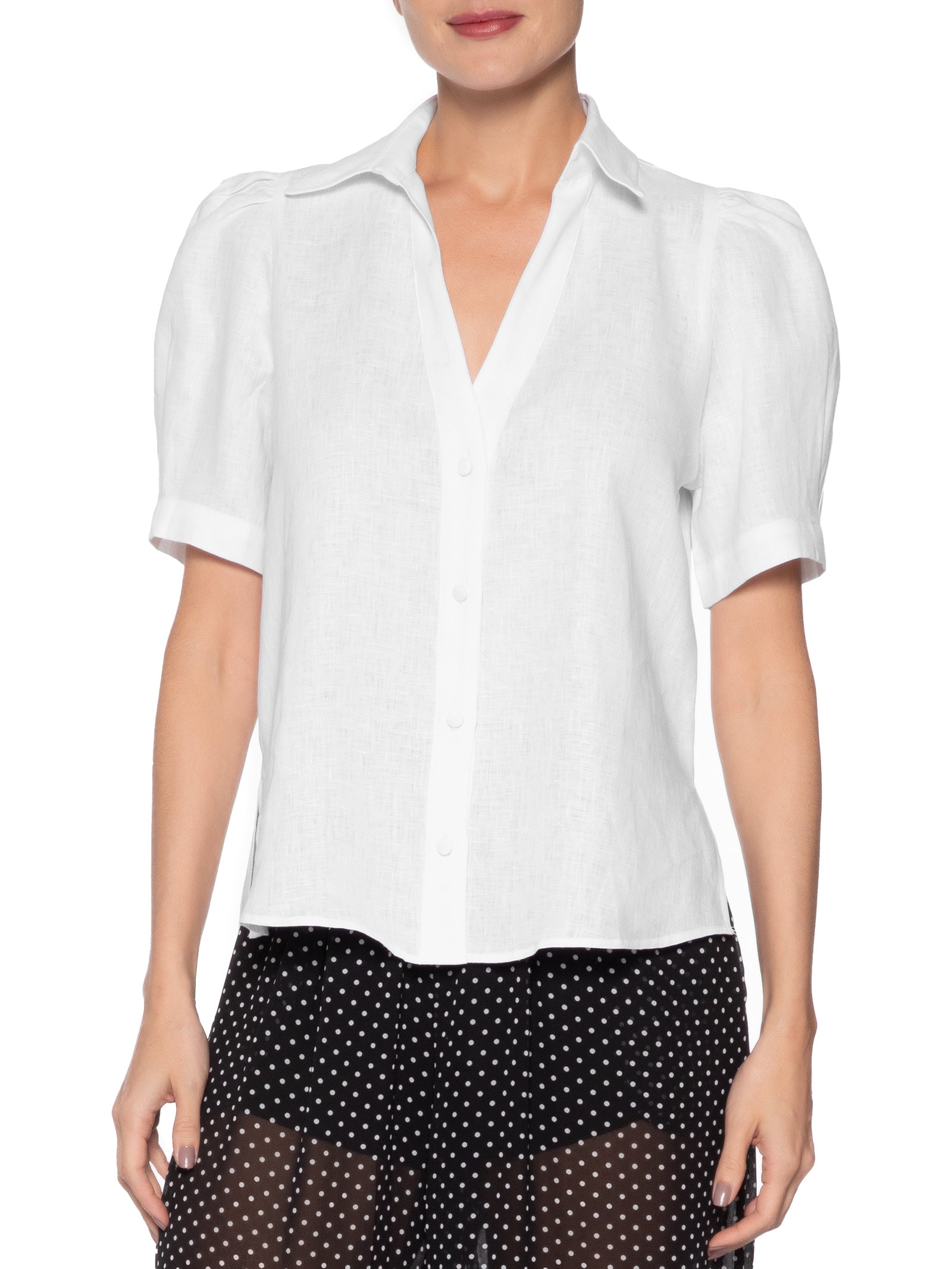 Camisa Feminina New Beck Manga Curta Branco Le Lis