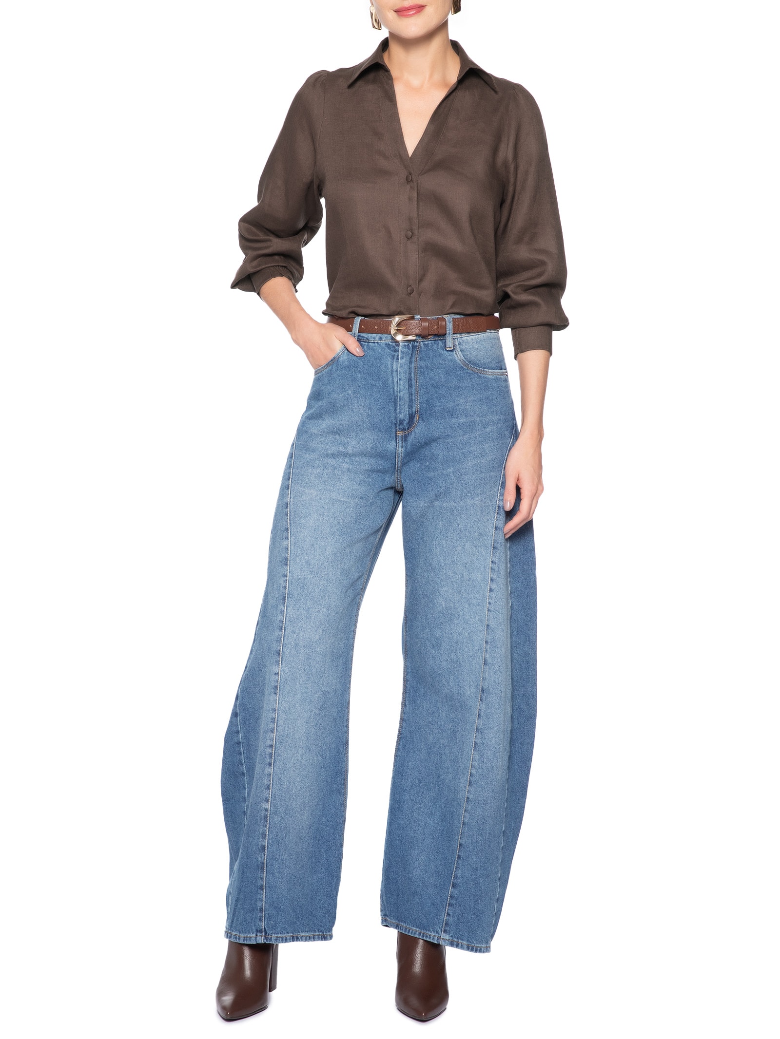 Camisa Feminina New Beck Marrom Le Lis