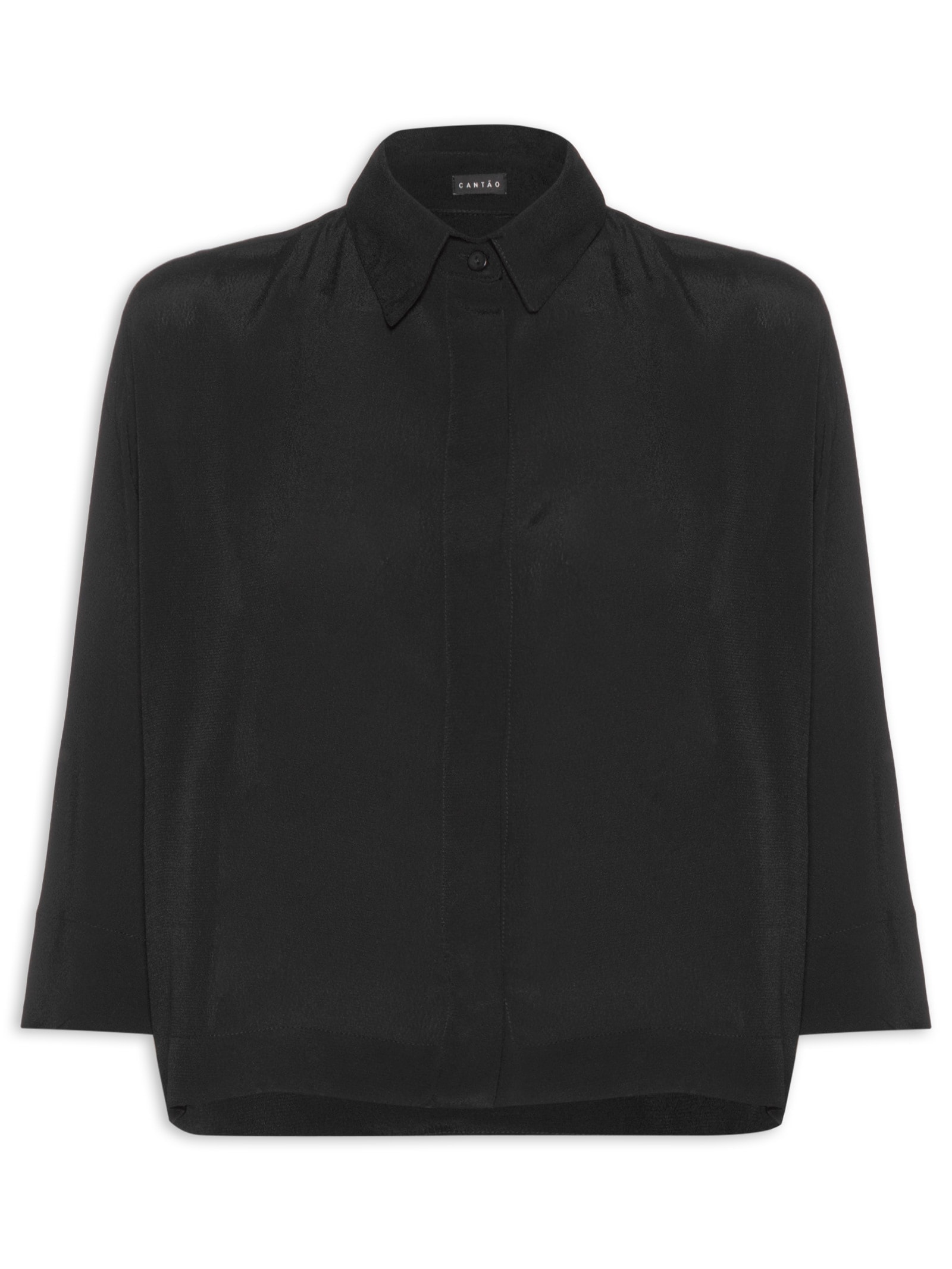Camisa Feminina Over Viscose Creponada Preto Cantão