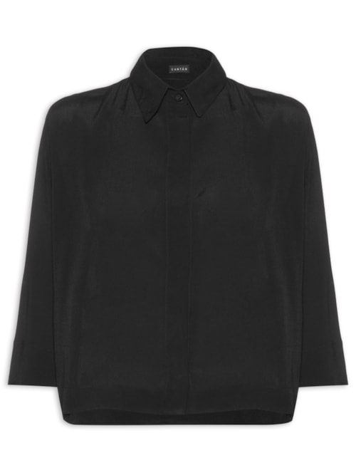 Camisa Feminina Over Viscose Creponada – Preto