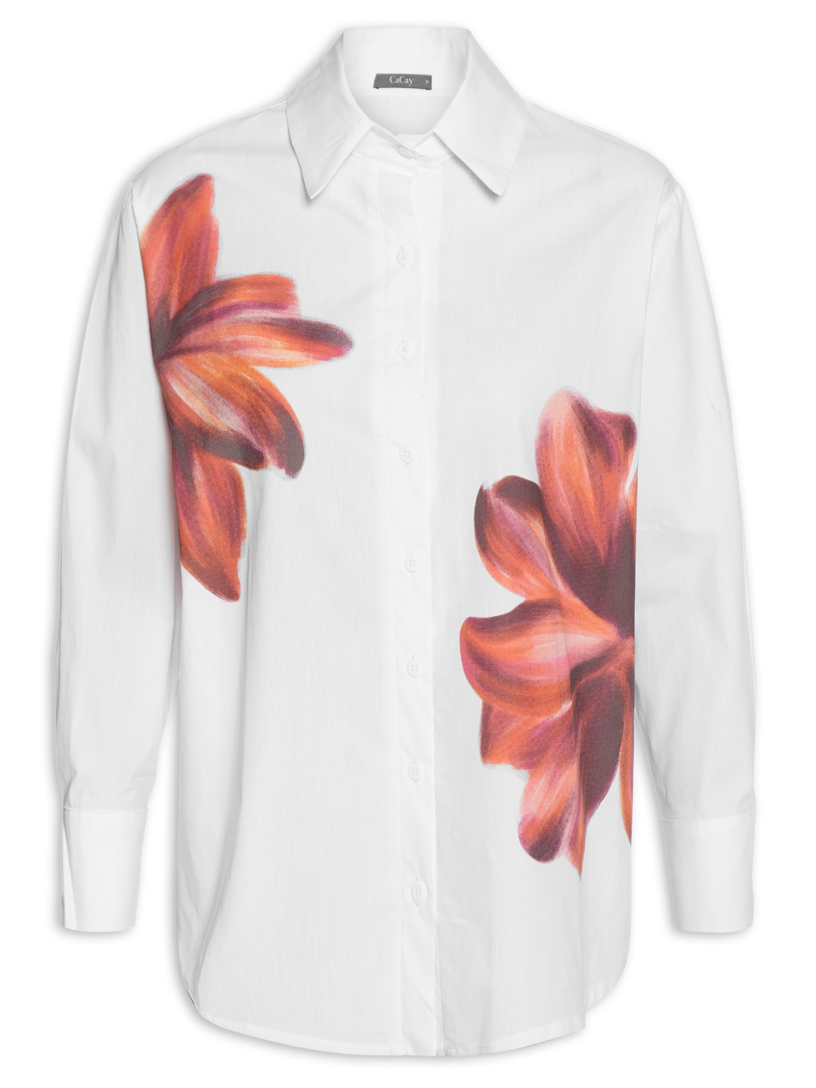 Camisa Feminina Oversize Floral Branco Cacay