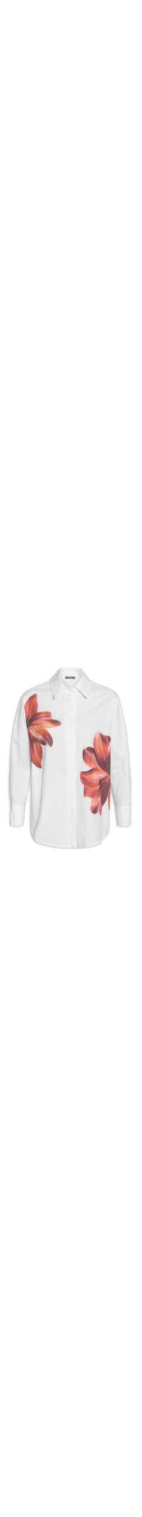 Camisa Feminina Oversize Floral - Branco