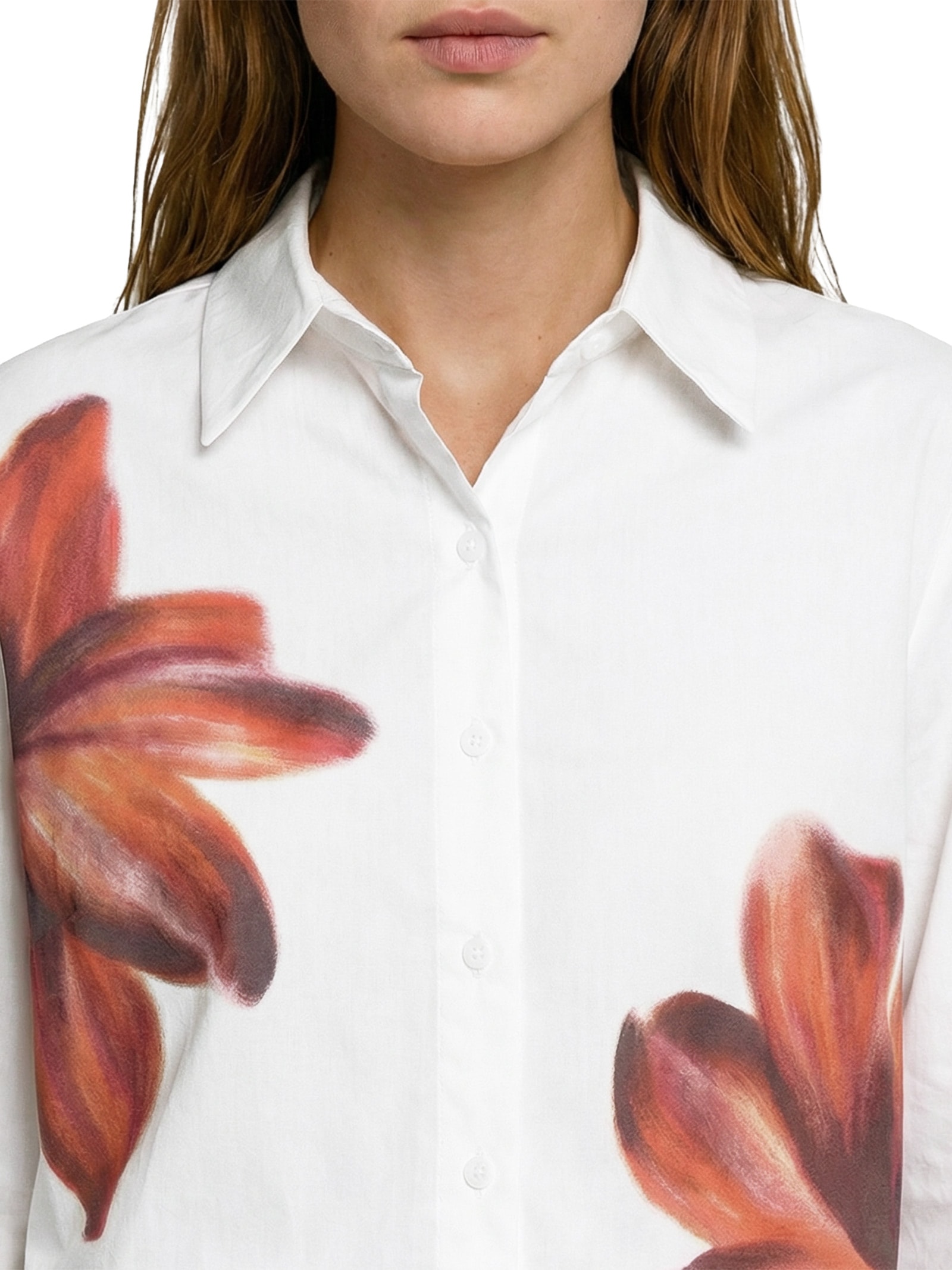 Camisa Feminina Oversize Floral Branco Cacay